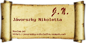 Jávorszky Nikoletta névjegykártya