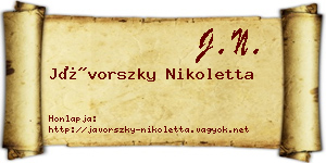 Jávorszky Nikoletta névjegykártya