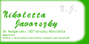 nikoletta javorszky business card